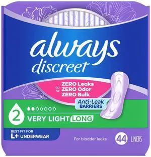 Incontinence Panty Liners, Very Light Absorbency, Long Length, 44Count Bladder Leak Protection Liners Incontinence Panty Liners, Very Light Absorbency, Long Length, 44Count Bladder Leak Protection Liners