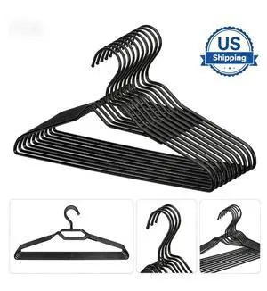 NonSlip Clothes Hangers with Chrome Hooks, Slim SpaceSaving Adult Garment Hangers, 10Pack, Black NonSlip Clothes Hangers with Chrome Hooks, Slim SpaceSaving Adult Garment Hangers, 10Pack, Black
