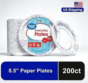 8.5 Inch Disposable Paper Plates, SoakProof & MicrowaveSafe, 200Count Bulk Party Plates 8.5 Inch Disposable Paper Plates, SoakProof & MicrowaveSafe, 200Count Bulk Party Plates