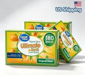 Ultimate Fresh Dryer Sheets, Original Clean Scent, AntiStatic Fabric Softener Sheets, 180Count Ultimate Fresh Dryer Sheets, Original Clean Scent, AntiStatic Fabric Softener Sheets, 180Count