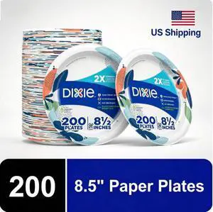 8.5 Inch MultiColor Disposable Paper Plates, 2X Stronger, SoakProof & MicrowaveSafe, 200Count 8.5 Inch MultiColor Disposable Paper Plates, 2X Stronger, SoakProof & MicrowaveSafe, 200Count