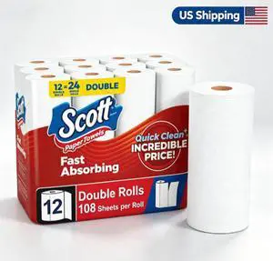 ChooseASheet Disposable Paper Towels, 12 Double Rolls, 108 Sheets Per Roll ChooseASheet Disposable Paper Towels, 12 Double Rolls, 108 Sheets Per Roll