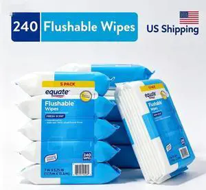 FreshScent Flushable Cleansing Wet Wipes, 240 Count, 5 Resealable PopUp Packs FreshScent Flushable Cleansing Wet Wipes, 240 Count, 5 Resealable PopUp Packs