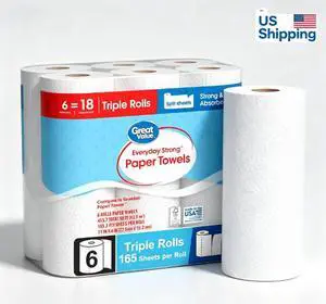 Everyday Strong 2Ply Paper Towels, 6 Triple Rolls, Split PickASize Sheets, 990 Total Sheets Everyday Strong 2Ply Paper Towels, 6 Triple Rolls, Split PickASize Sheets, 990 Total Sheets