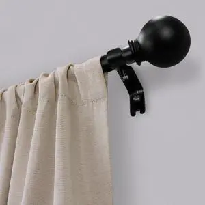1/2inch Black BallFinial Adjustable Single Curtain Rod, 2848 Inch WallMount Window Rod 1/2inch Black BallFinial Adjustable Single Curtain Rod, 2848 Inch WallMount Window Rod