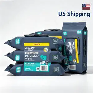 ExtraLarge Flushable Cleansing Wet Wipes, Cool Mint Scent, PlantBased Fibers, 144Count (3 Pack) ExtraLarge Flushable Cleansing Wet Wipes, Cool Mint Scent, PlantBased Fibers, 144Count (3 Pack)