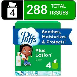 LotionInfused Soft Facial Tissues, 4 Mega Cube Boxes, 72 Sheets Per Box LotionInfused Soft Facial Tissues, 4 Mega Cube Boxes, 72 Sheets Per Box