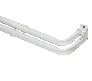 WrapAround Adjustable Double Curtain Rod, White Metal, 84120 Inch, 23 Inch Projection WrapAround Adjustable Double Curtain Rod, White Metal, 84120 Inch, 23 Inch Projection
