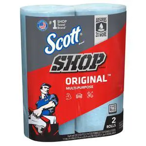 MultiPurpose Blue Shop Towels, 2 Rolls, 55 Sheets Each (110 Total Sheets), 9.4" x 11" MultiPurpose Blue Shop Towels, 2 Rolls, 55 Sheets Each (110 Total Sheets), 9.4" x 11"