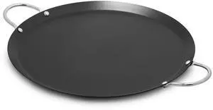 13.5 Inch Round CarbonSteel NonStick Comal Pan, Black, Riveted Metal Side Handles 13.5 Inch Round CarbonSteel NonStick Comal Pan, Black, Riveted Metal Side Handles