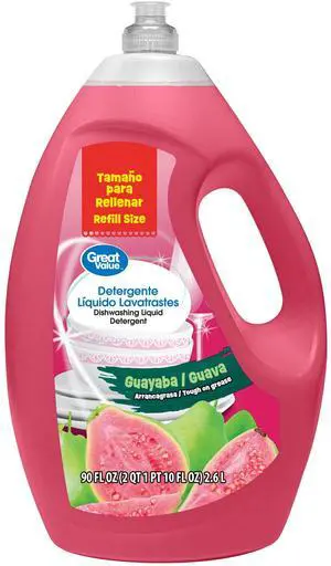 Great Value Dish Washing Liquid Detergent, Guava Scent, Large RefillSize, 90 fl oz Great Value Dish Washing Liquid Detergent, Guava Scent, Large RefillSize, 90 fl oz