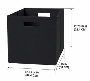 Foldable Fabric Cube Organizer Bin, RichBlack with CutOut Handles, 10.56 Gallon Foldable Fabric Cube Organizer Bin, RichBlack with CutOut Handles, 10.56 Gallon