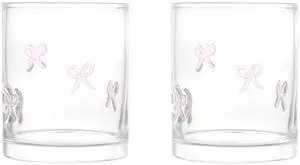 Thyme & Table Pink Bows Charm Drinking Glasses, 12 fl oz, Set of 2 Thyme & Table Pink Bows Charm Drinking Glasses, 12 fl oz, Set of 2