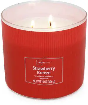 Mainstays Textured Wrap 3Wick Jar Candle, Strawberry Breeze,14 oz Mainstays Textured Wrap 3Wick Jar Candle, Strawberry Breeze,14 oz