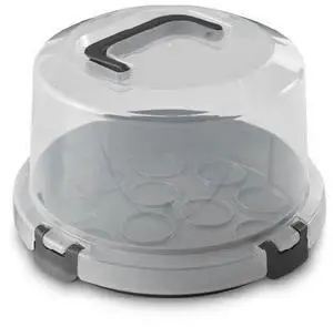 Mainstays Cake & Cupcake Carrier with Flippable Base, Gray Plastic Mainstays Cake & Cupcake Carrier with Flippable Base, Gray Plastic