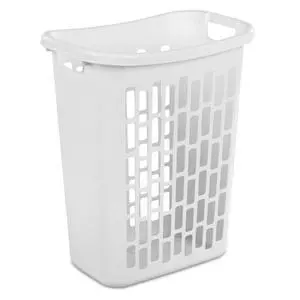 Mainstays Rectangular Open Plastic Laundry Hamper for Narrow Spaces, White Mainstays Rectangular Open Plastic Laundry Hamper for Narrow Spaces, White