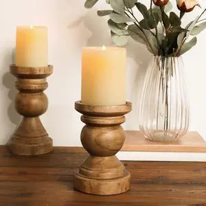 Mainstays 6" Decorative Wood Pillar Candle Holder, Natural Mainstays 6" Decorative Wood Pillar Candle Holder, Natural