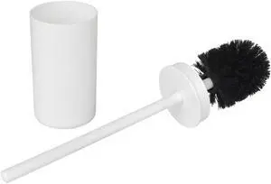 SlimDesign Toilet Bowl Cleaning Brush & Storage Caddy Set, Matte White Plastic SlimDesign Toilet Bowl Cleaning Brush & Storage Caddy Set, Matte White Plastic
