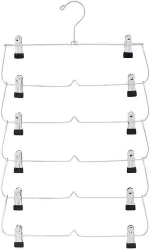Mainstays 6Tier Chrome Metal Pants & Skirt Hanger, SpaceSaving Closet Organizer Mainstays 6Tier Chrome Metal Pants & Skirt Hanger, SpaceSaving Closet Organizer