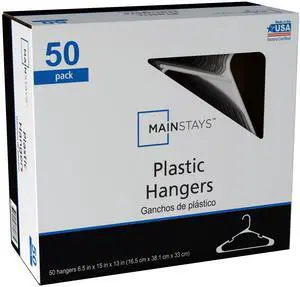 Mainstays White Plastic Clothes Hangers, Notched Design, 50Count Closet Organizer Mainstays White Plastic Clothes Hangers, Notched Design, 50Count Closet Organizer