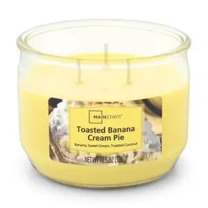 Mainstays Toasted Banana Cream Pie 3Wick Scented Jar Candle, 11.5 oz, Up to 25 Hour Burn Time Mainstays Toasted Banana Cream Pie 3Wick Scented Jar Candle, 11.5 oz, Up to 25 Hour Burn Time