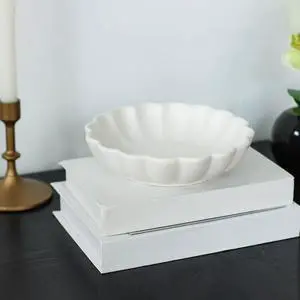Mainstays Scalloped White Ceramic Decorative Tabletop Bowl, 7.87" × 7.87" Mainstays Scalloped White Ceramic Decorative Tabletop Bowl, 7.87" × 7.87"