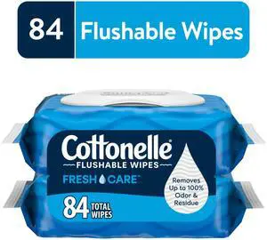 Cottonelle Fresh Care Flushable Wet Wipes, 2 Flip-Top Packs Cottonelle Fresh Care Flushable Wet Wipes, 2 Flip-Top Packs