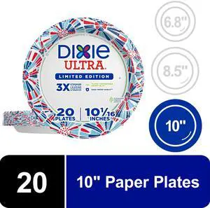 Dixie Ultra Summer Design Disposable Paper Plates, 10", Multi-Color, 20 Count Dixie Ultra Summer Design Disposable Paper Plates, 10", Multi-Color, 20 Count