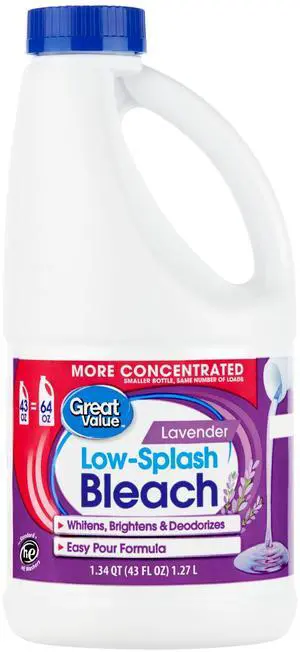 Great Value Low Splash Bleach, Lavender Scent, 43 fl oz Great Value Low Splash Bleach, Lavender Scent, 43 fl oz