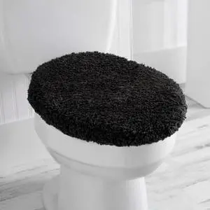 Mainstays Basic Polyester Toilet Lid Cover, Black, 19" x 22" Mainstays Basic Polyester Toilet Lid Cover, Black, 19" x 22"