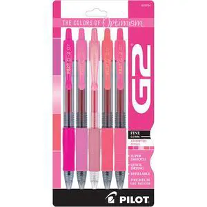Pilot G2 Retractable Gel Pens, Pink Premium, 0.7mm Fine Point, Assorted Colors, 5 Count Pilot G2 Retractable Gel Pens, Pink Premium, 0.7mm Fine Point, Assorted Colors, 5 Count