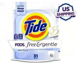 Tide PODS Laundry Detergent Soap Pacs, Free and Gentle, Hypoallergenic, Unscented, 31 Count Tide PODS Laundry Detergent Soap Pacs, Free and Gentle, Hypoallergenic, Unscented, 31 Count