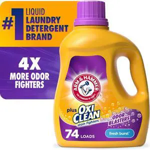 ARM & HAMMER Plus OxiClean with Odor Blasters Liquid Detergent, Fresh Burst, 96.2 fl oz, 74 Loads ARM & HAMMER Plus OxiClean with Odor Blasters Liquid Detergent, Fresh Burst, 96.2 fl oz, 74 Loads