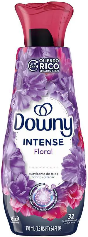 Downy Intense Liquid Fabric Softener and Conditioner, Floral Scent, 24 fl oz, 32 Loads Downy Intense Liquid Fabric Softener and Conditioner, Floral Scent, 24 fl oz, 32 Loads