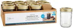 Mainstays 8 oz Regular Mouth Half Pint Mason Canning Jars with Lids and Bands, 12 Pack Mainstays 8 oz Regular Mouth Half Pint Mason Canning Jars with Lids and Bands, 12 Pack