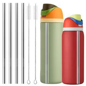 Stainless Steel Replacement Straws for Owala Water Bottle 24 oz 32 oz, 4pcs with 2 Straw Cleaners Stainless Steel Replacement Straws for Owala Water Bottle 24 oz 32 oz, 4pcs with 2 Straw Cleaners