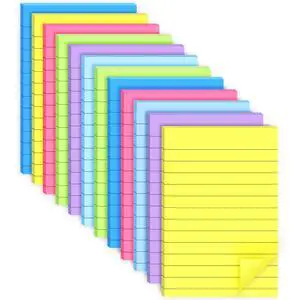 12 Pack 4x6-Inch Lined Sticky Notes, Bright Colors Self-Stick Note Pads, Bulk for School Office Meeting 12 Pack 4x6-Inch Lined Sticky Notes, Bright Colors Self-Stick Note Pads, Bulk for School Office Meeting