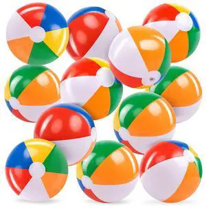 JOYIN 12-Pack 12-Inch Beach Balls - Bulk Classic Inflatable Swimming Pool Toys for Adults Kids Birthday Party Luau Decorations, Rainbow Color JOYIN 12-Pack 12-Inch Beach Balls - Bulk Classic Inflatable Swimming Pool Toys for Adults Kids Birthday Party Luau Decorations, Rainbow Color
