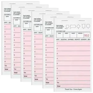 Server Note Pads, Pink Guest Checks Books, 6 Pack Server Note Pads, Pink Guest Checks Books, 6 Pack