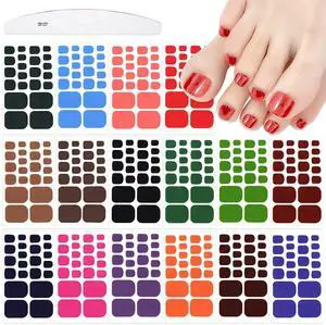 352 Pieces 16 Sheets Toenail Polish Strips Self-Adhesive Full Nail Stickers with Nail File, Bright Solid Color Nail Art Decals for Women 352 Pieces 16 Sheets Toenail Polish Strips Self-Adhesive Full Nail Stickers with Nail File, Bright Solid Color Nail Art Decals for Women