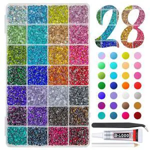 Qiipii 28 Color 4mm Crystal Resin Rhinestones with B7000 Glue SS16 Flatback Bedaazler Kit for Nails, Eyes, Face, Makeup, Tumblers, Bottles, Crafts Qiipii 28 Color 4mm Crystal Resin Rhinestones with B7000 Glue SS16 Flatback Bedaazler Kit for Nails, Eyes, Face, Makeup, Tumblers, Bottles, Crafts