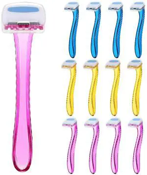 Honoson 12 Pcs Women Disposable Bikini Razors, Light Pink, Yellow, Blue Honoson 12 Pcs Women Disposable Bikini Razors, Light Pink, Yellow, Blue