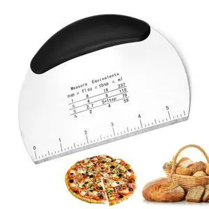 Pro Heavy Duty Stainless Steel Dough Pastry Scraper Cutter Chopper Pizza Cutter with Measuring Scale and Ergonomic Rubber Non-Slip Grip (Black, 1 PCS) Pro Heavy Duty Stainless Steel Dough Pastry Scraper Cutter Chopper Pizza Cutter with Measuring Scale and Ergonomic Rubber Non-Slip Grip (Black, 1 PCS)