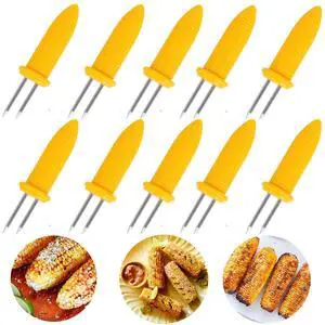 10PCS Stainless Steel Corn on the Cob Skewers - Twin Prong Corn Holders for BBQ 10PCS Stainless Steel Corn on the Cob Skewers - Twin Prong Corn Holders for BBQ