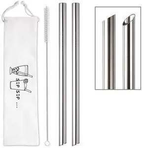 2 Pcs Jumbo Reusable Stainless Steel Bubble Tea Straws with Angled Tips, 0.5" Wide, for Boba, Tapioca Pearl, Milkshakes, Smoothies, Includes 1 Cleaning Brush & 1 Case 2 Pcs Jumbo Reusable Stainless Steel Bubble Tea Straws with Angled Tips, 0.5" Wide, for Boba, Tapioca Pearl, Milkshakes, Smoothies, Includes 1 Cleaning Brush & 1 Case