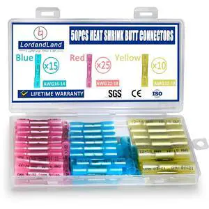 50 Pcs Heat Shrink Butt Connectors Kit, Waterproof Insulated Marine Automotive Crimp Terminals, for Marine Automotive Motorcycle Truck Electrical 50 Pcs Heat Shrink Butt Connectors Kit, Waterproof Insulated Marine Automotive Crimp Terminals, for Marine Automotive Motorcycle Truck Electrical