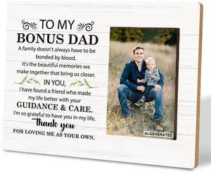 Photo Frame for Bonus Dad Stepdad Gift, Father's Day Gift, Wall Art Tabletop Home Decor, Thank You for Loving Me as Your Own, Fits 4x6 Inch Photo Photo Frame for Bonus Dad Stepdad Gift, Father's Day Gift, Wall Art Tabletop Home Decor, Thank You for Loving Me as Your Own, Fits 4x6 Inch Photo