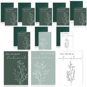 Spakon 16 Pcs Bridesmaid Proposal Cards with Envelopes, Leaves, Flowers Spakon 16 Pcs Bridesmaid Proposal Cards with Envelopes, Leaves, Flowers