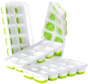 DOQAUS 4 Pack Silicone Ice Cube Tray with Lids for Freezer DOQAUS 4 Pack Silicone Ice Cube Tray with Lids for Freezer
