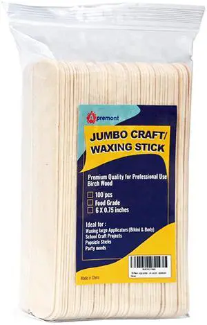 Apremont 100Piece 6Inch Large Jumbo Wooden Craft Sticks, Premium Natural Organic Wood for Waxing, Crafts, Tongue Depressors, Popsicle, Ice Cream Sticks, and Art Apremont 100Piece 6Inch Large Jumbo Wooden Craft Sticks, Premium Natural Organic Wood for Waxing, Crafts, Tongue Depressors, Popsicle, Ice Cream Sticks, and Art